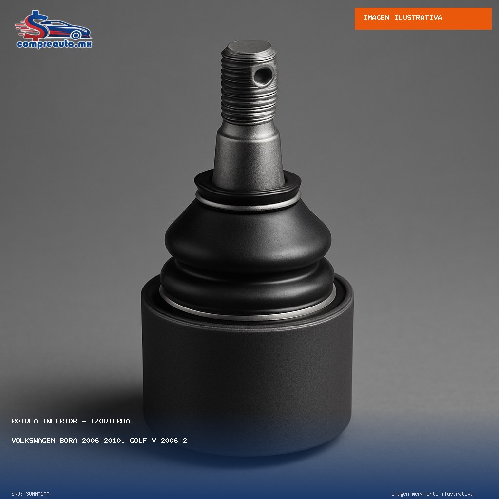 Rótula Inferior Izquierda Volkswagen Bora 2006-2010, Golf V 2006-2010, Jetta A5 2006-2010, Jetta A6 2010-2012, Tiguan 2009-2015, Beetle 2012-2015, Passat 2 (GENERICO SUNN0100)